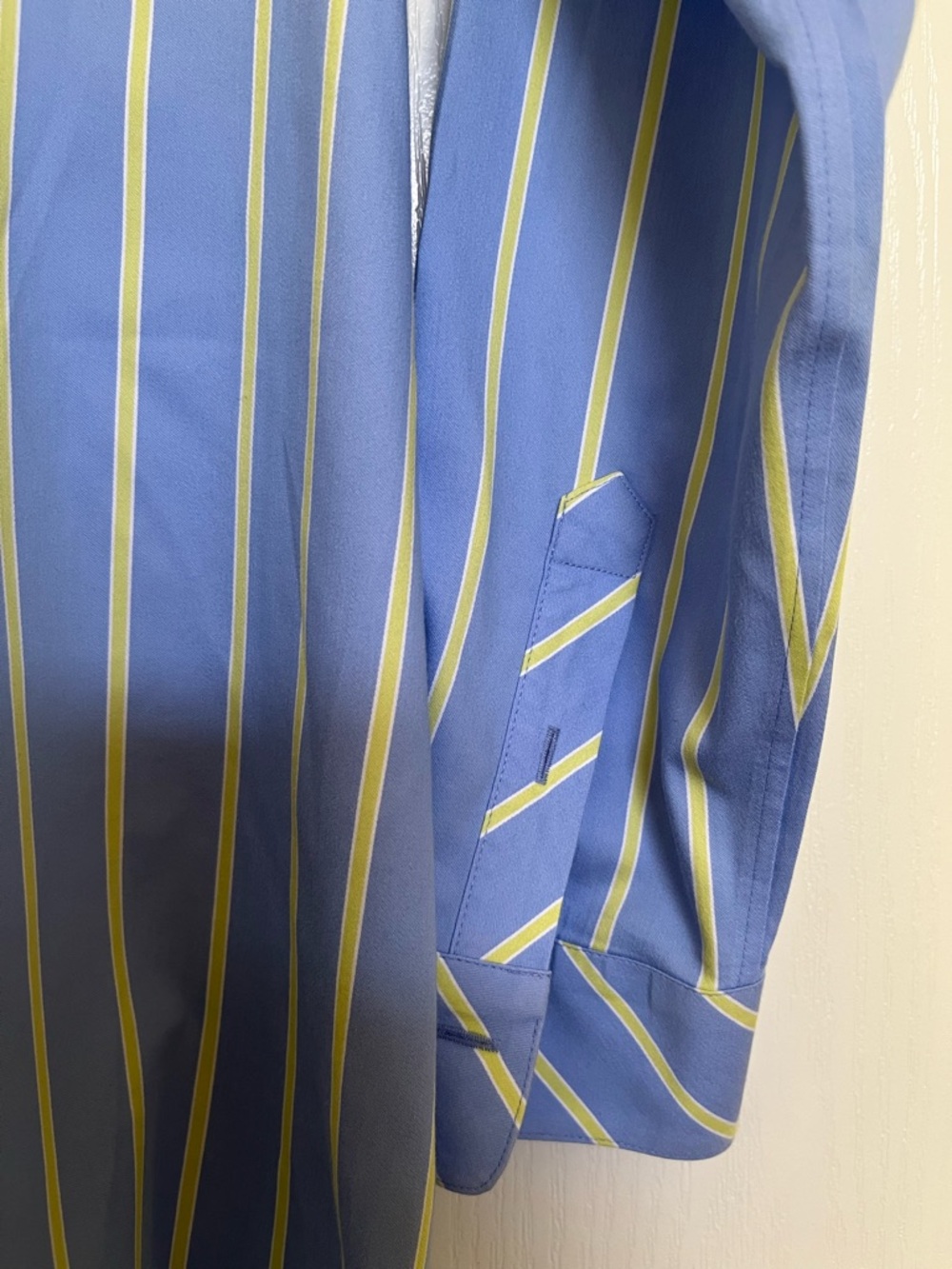 Chico's Blue and Yellow Striped Button Front Shirt Size 1 - Picture 5 of 9
